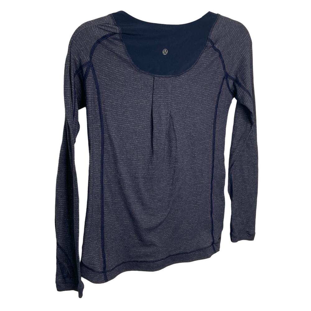 Lululemon Turn It Up Long Sleeve Top Thumbholes Heathered Inkwell Size 8